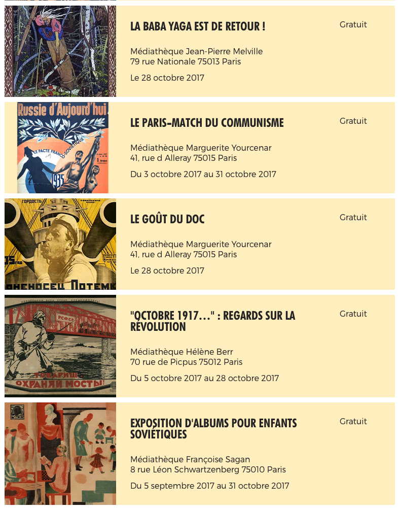 Page Internet. Bibliothèques de Paris. Révolution russe 1917-2017. 2017-09-20